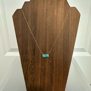 Gold Necklace with Kingman Turquoise Bar